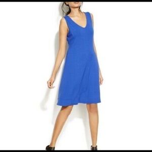 Eileen Fisher V-Neck Sleeveless‎ Jersey Dress Blue